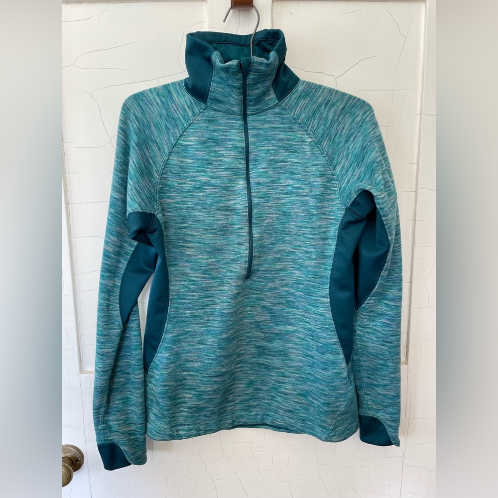 Teal Space-Dye Half-Zip Women's Sweater Fleece